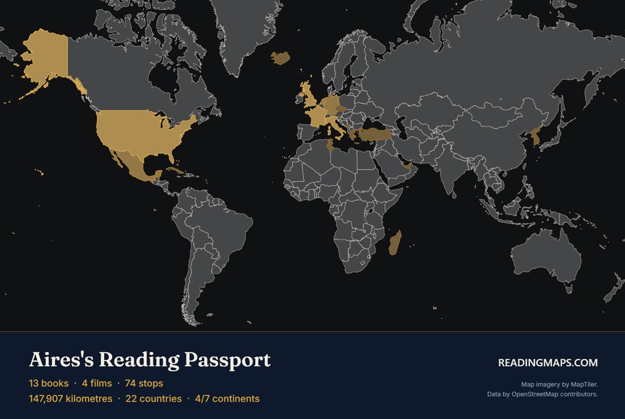 World map poster with your read countries highlighted in gold